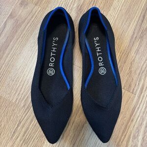 Rothy's Women's the point Flats in navy black with royal blue trim sz 7.5